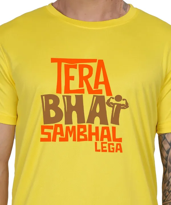 Yellow_Cotton_Printed_Crew_Neck_Half_Sleeve_T-Shirt_For_Men