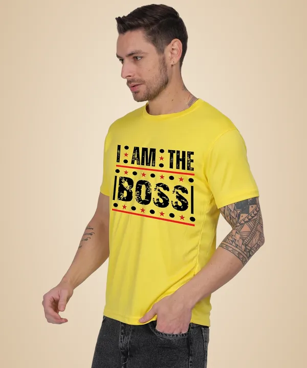 Yellow_Cotton_Printed_Crew_Neck_Half_Sleeve_T-Shirt_For_Men