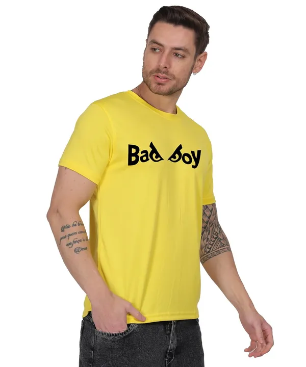 Yellow_Cotton_Printed_Crew_Neck_Half_Sleeve_T-Shirt_For_Men