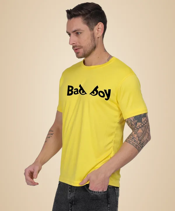 Yellow_Cotton_Printed_Crew_Neck_Half_Sleeve_T-Shirt_For_Men