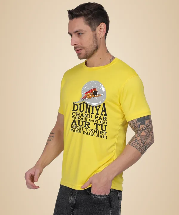 Yellow_Cotton_Printed_Crew_Neck_Half_Sleeve_T-Shirt_For_Men