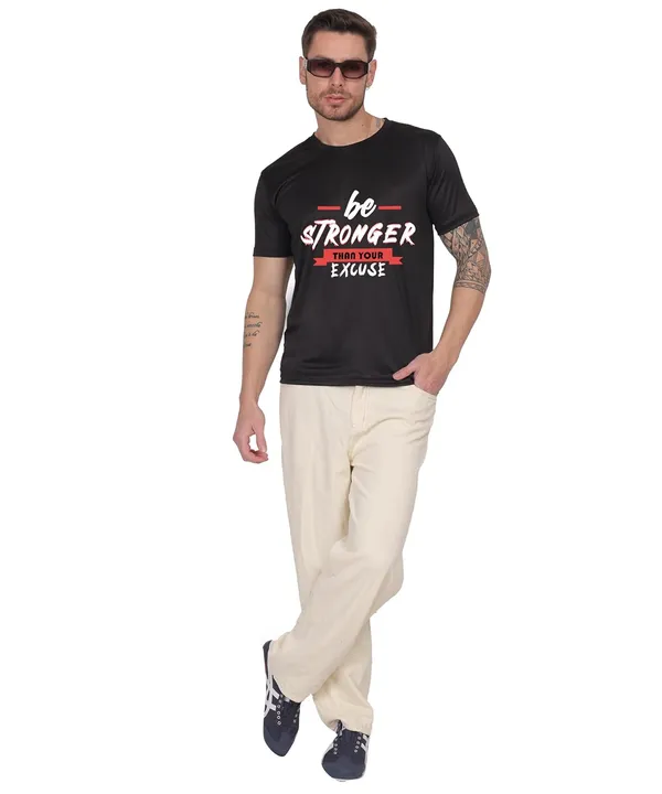 Yellow_Cotton_Printed_Crew_Neck_Half_Sleeve_T-Shirt_For_Men
