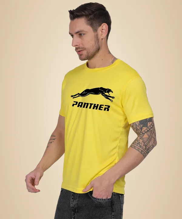Yellow_Cotton_Printed_Crew_Neck_Half_Sleeve_T-Shirt_For_Men