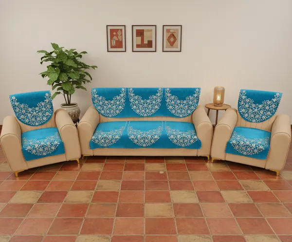 Blue_Floral_Pattern_Velvet_Slip_Sofa_Cover_(5_Seater)_(Pack_Of_6)