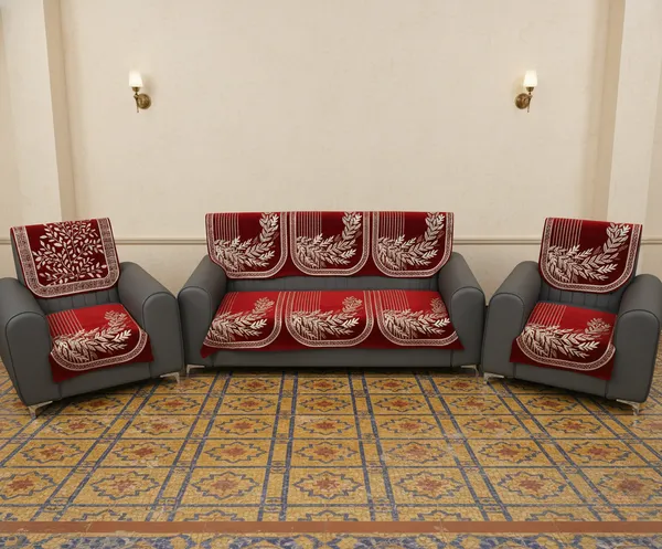 Maroon_Floral_Pattern_Velvet_Slip_Sofa_Cover_(5_Seater)_(Pack_Of_6)