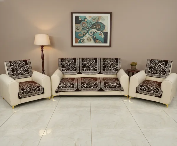 Brown_Floral_Pattern_Velvet_Slip_Sofa_Cover_(5_Seater)_(Pack_Of_6)