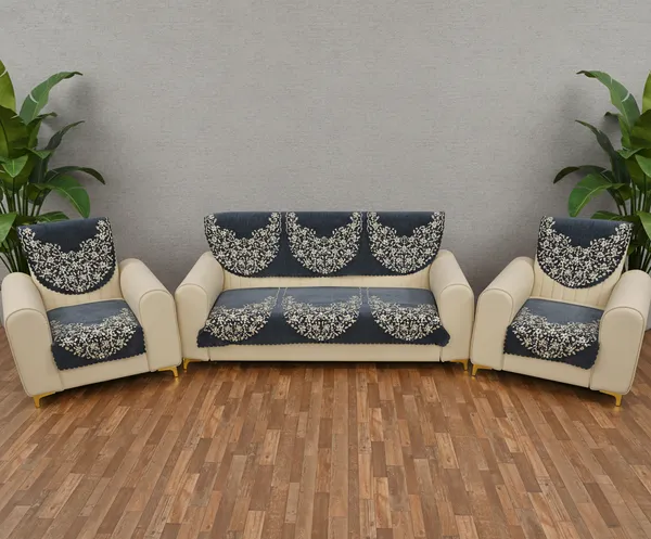 Grey_Floral_Pattern_Velvet_Slip_Sofa_Cover_(5_Seater)_(Pack_Of_6)
