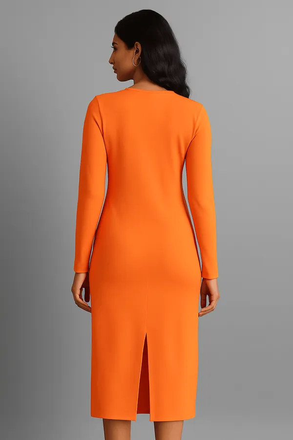 Orange_Acrylic_Party_Wear_Dress_For_Women