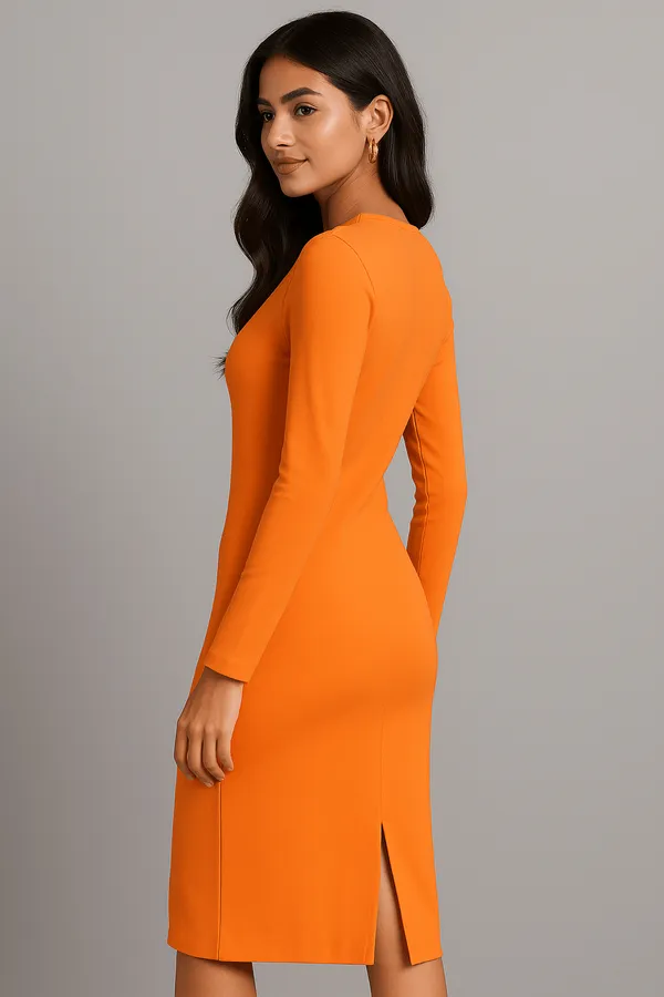Orange_Acrylic_Party_Wear_Dress_For_Women