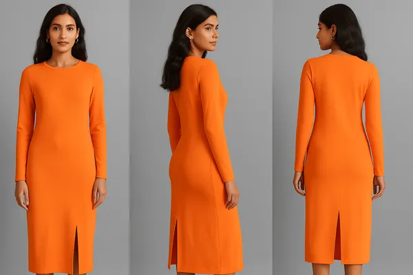 Orange_Acrylic_Party_Wear_Dress_For_Women