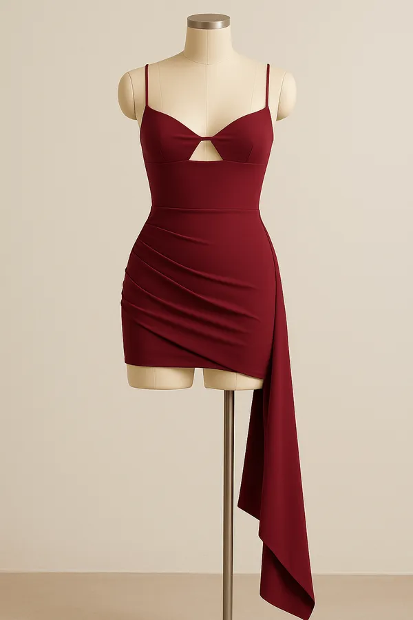 Maroon_Crepe_Party_Wear_Dress_For_Women