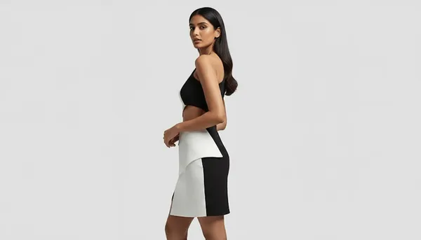 White_And_Black_Scuba_Party_Wear_Dress_For_Women