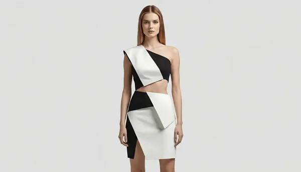 White_And_Black_Scuba_Party_Wear_Dress_For_Women