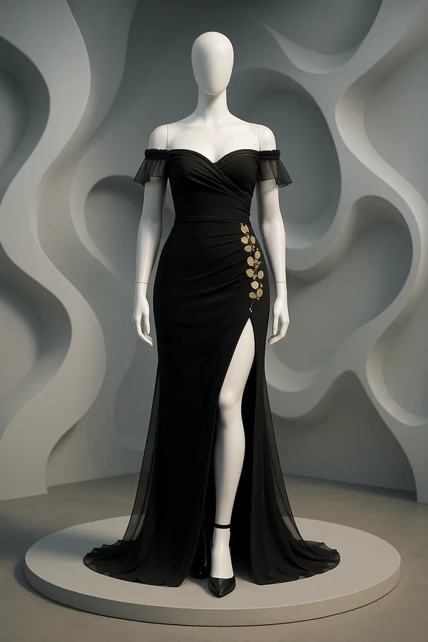 Midnight_Black_Lycra_Party_Wear_Gown_For_Women