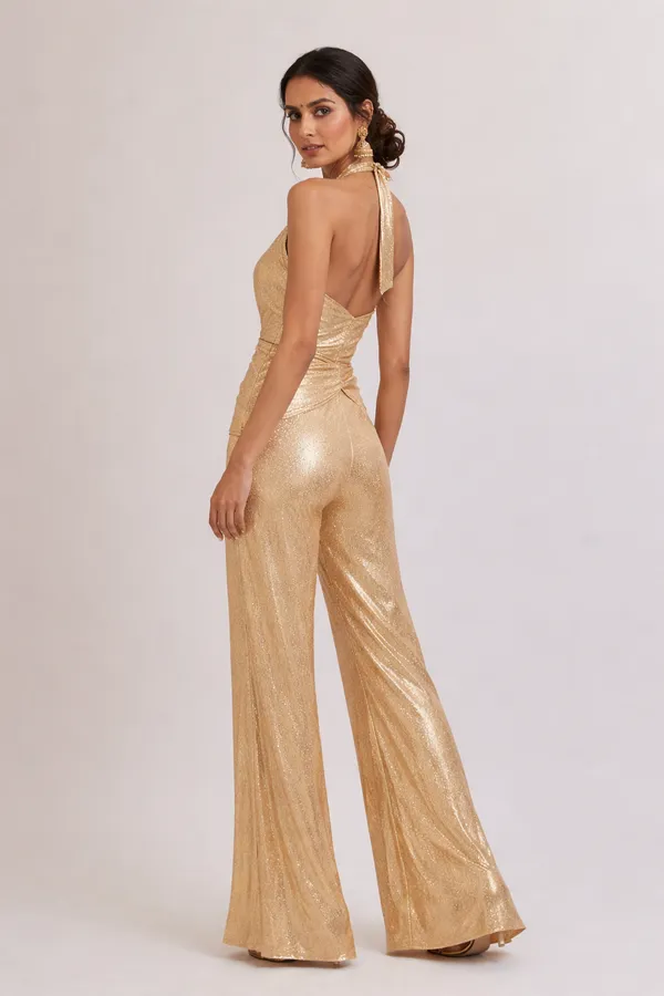 Champagne-Gold_Georgette_Party_Wear_Jumpsuit_For_Women