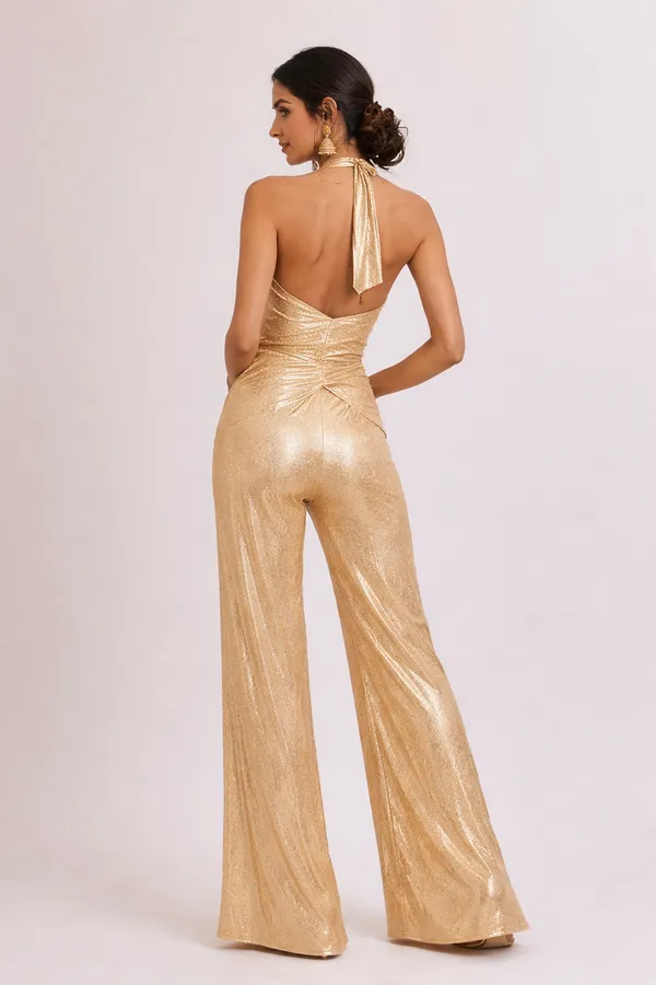 Champagne-Gold_Georgette_Party_Wear_Jumpsuit_For_Women