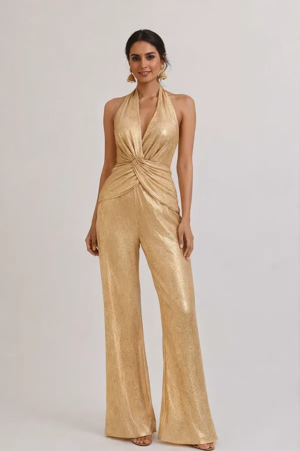 Champagne-Gold_Georgette_Party_Wear_Jumpsuit_For_Women