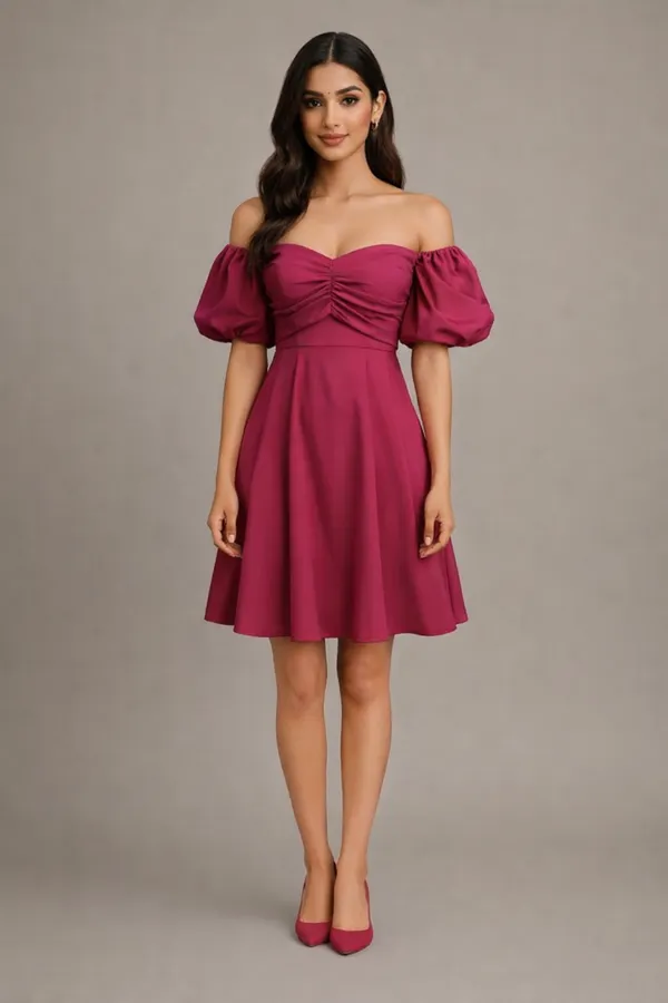 Deep_Wine_Stretch_Crepe_Party_Wear_Dress_For_Women