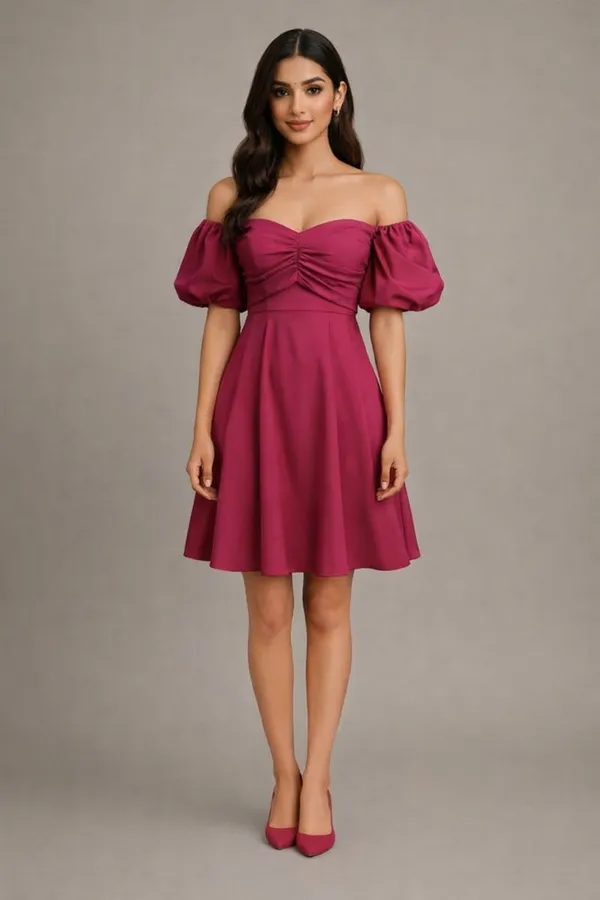 Deep_Wine_Stretch_Crepe_Party_Wear_Dress_For_Women