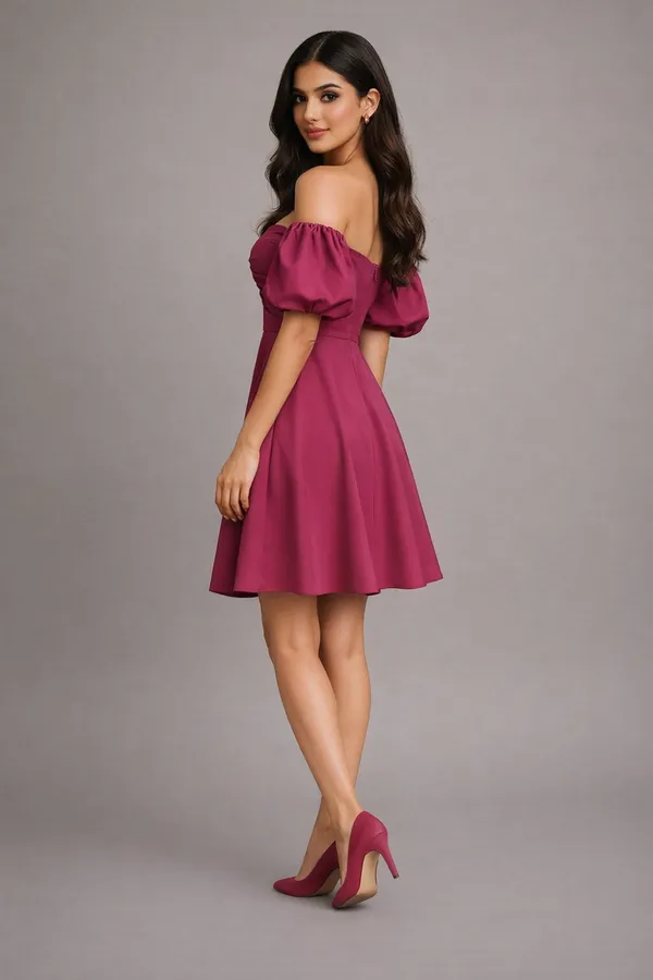 Deep_Wine_Stretch_Crepe_Party_Wear_Dress_For_Women