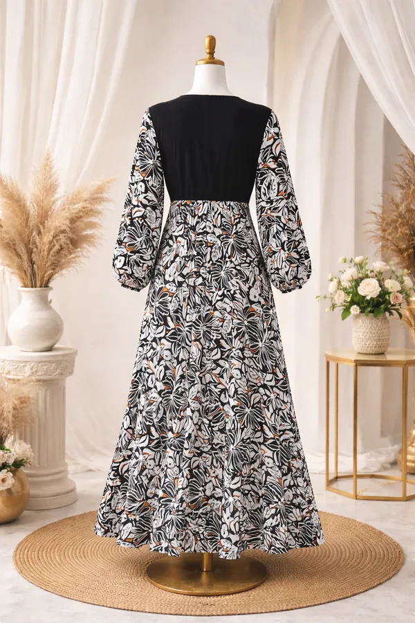 Sufiza_Black_Floral_Viscose_Rayon_Dress