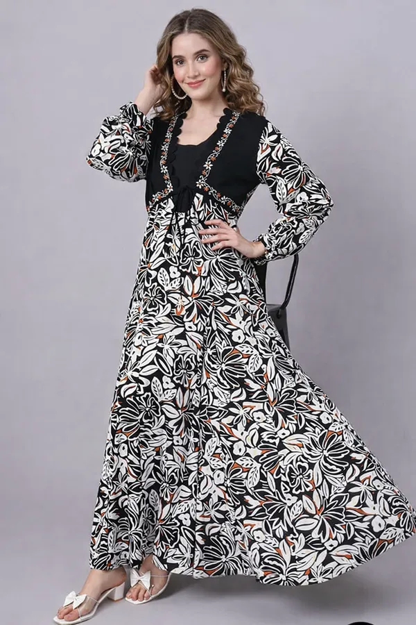 Sufiza_Black_Floral_Viscose_Rayon_Dress