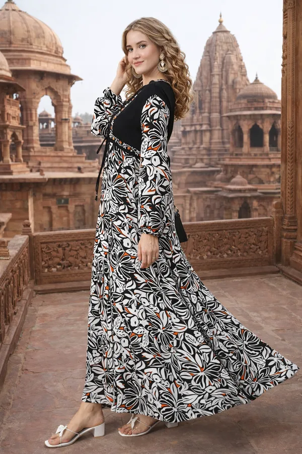 Sufiza_Black_Floral_Viscose_Rayon_Dress