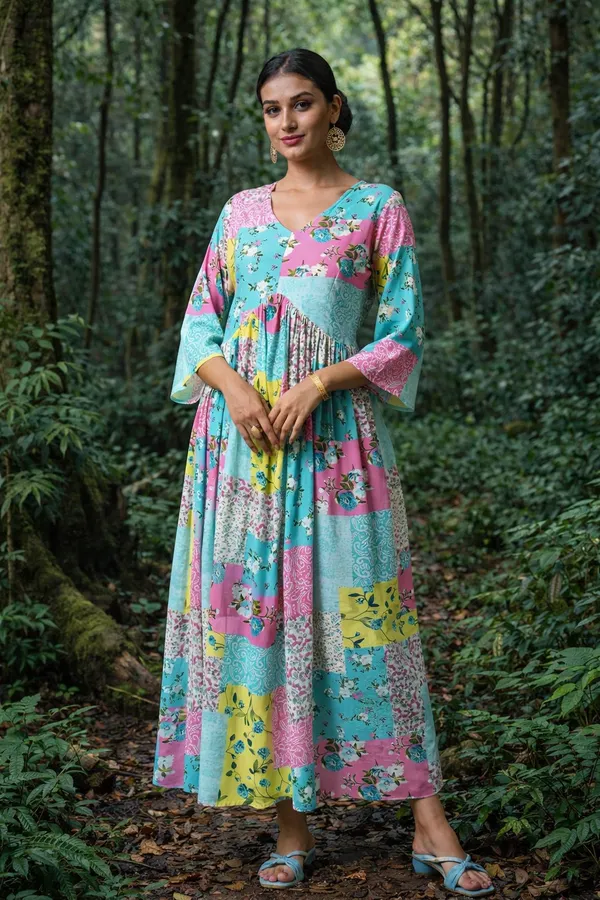 Sufiza_Full_Length_Western_Dress_printed_Viscose_Cotton_Fabric
