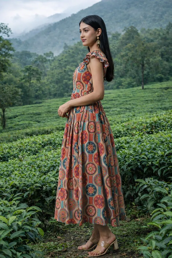 Sufiza_Rayon_Orange_Color_Dress