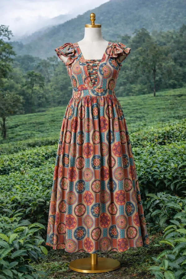 Sufiza_Rayon_Orange_Color_Dress