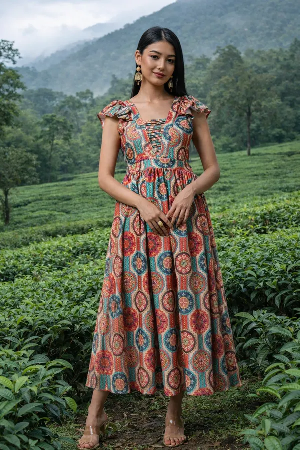 Sufiza_Rayon_Orange_Color_Dress