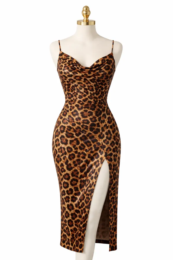 Women_Leopard_Print_Cowl_Neck_Bodycon_Midi_Dress_with_Slit