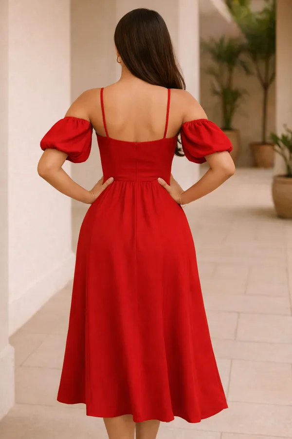 Red_Rayon_Party_Wear_Dress_For_Women