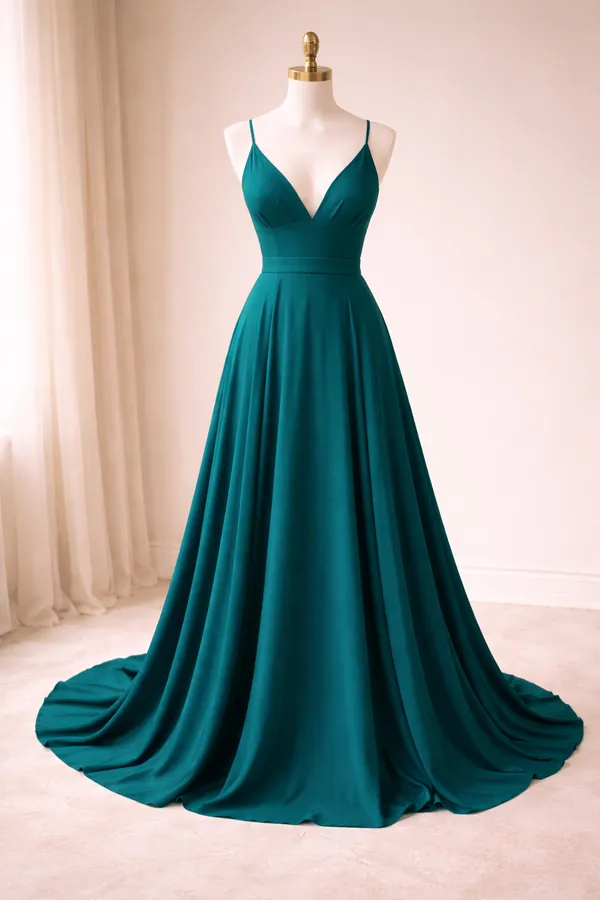 Peacock_Green_Georgette_Party_Wear_Dress_For_Women