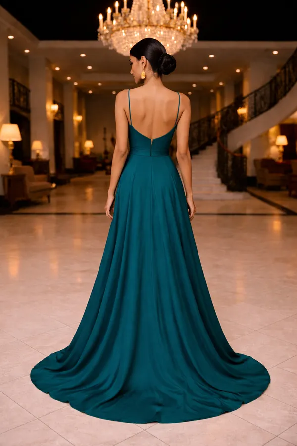 Peacock_Green_Georgette_Party_Wear_Dress_For_Women