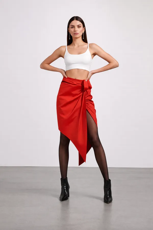 White_&_Red__Satin_Party_Wear_Co-Ord_For_Women