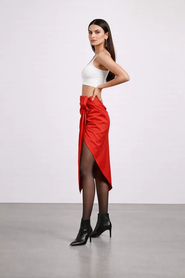 White_&_Red__Satin_Party_Wear_Co-Ord_For_Women