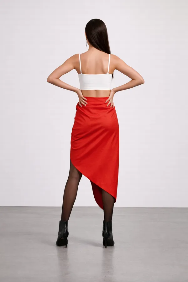 White_&_Red__Satin_Party_Wear_Co-Ord_For_Women
