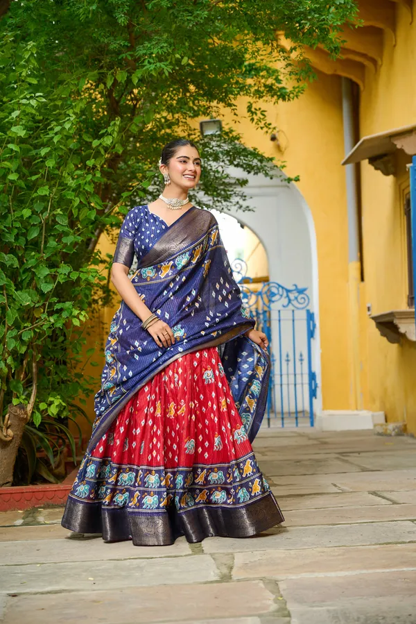 Red_Heavy_Lichi_Fabric_With_Jacquard_Border_Lehenga_Choli_For_Women