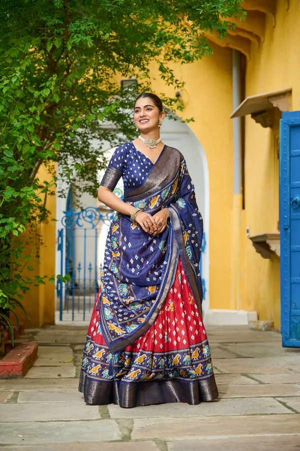 Red_Heavy_Lichi_Fabric_With_Jacquard_Border_Lehenga_Choli_For_Women