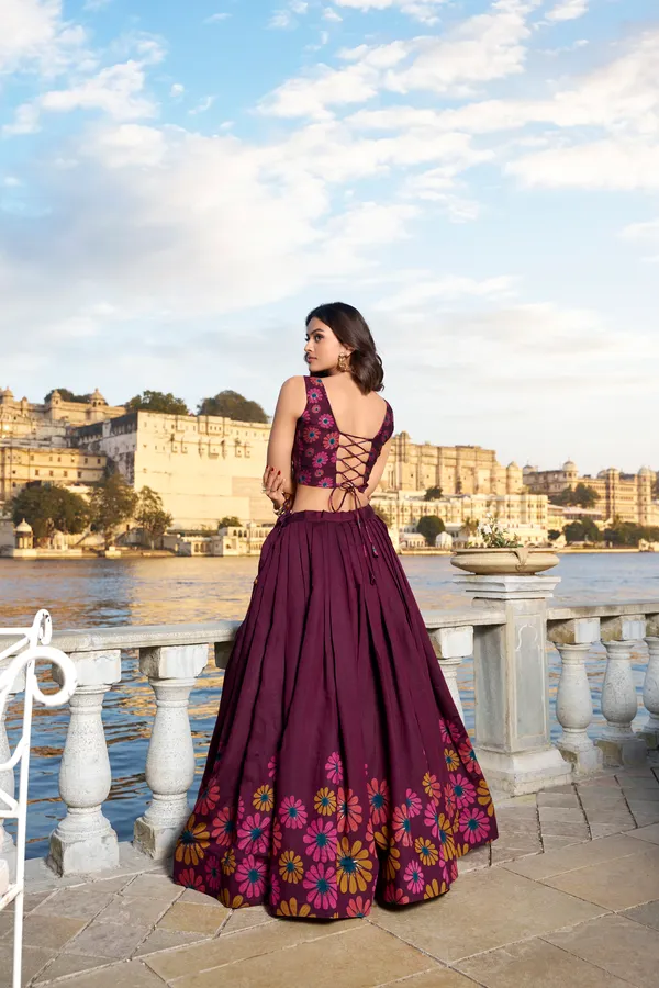 Wine_Tussar_Silk_Lehenga_Choli_For_Women