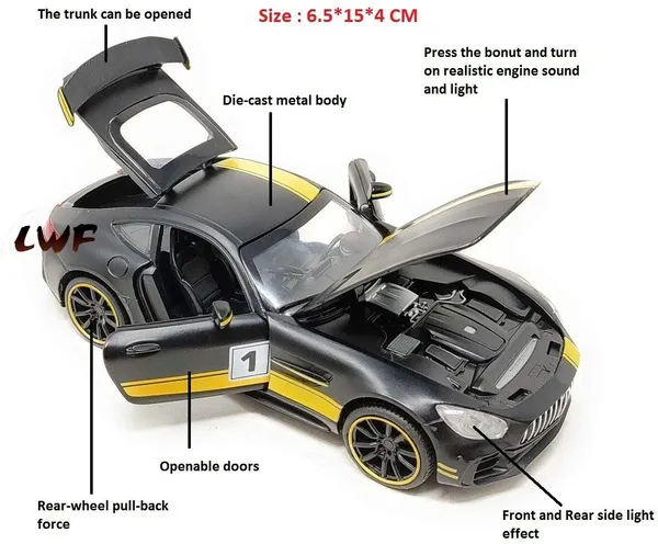 Mercedes-Benz_AMG_GT_R_Yellow_Black_1/24_Scale__Toy_Sound_Light_For_Kids