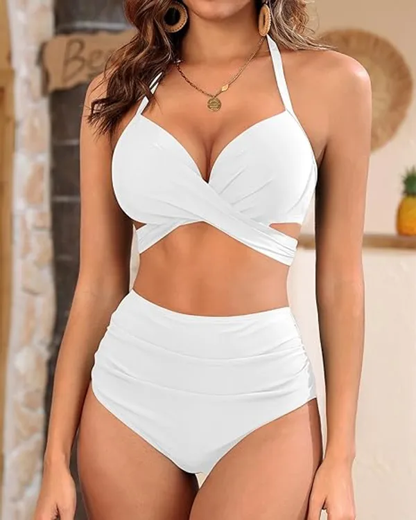 White_Nylon_Premium_&_Elegant_Bikini_Set_For_Women