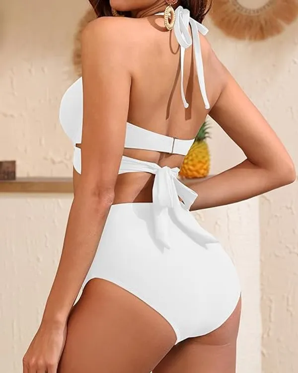White_Nylon_Premium_&_Elegant_Bikini_Set_For_Women