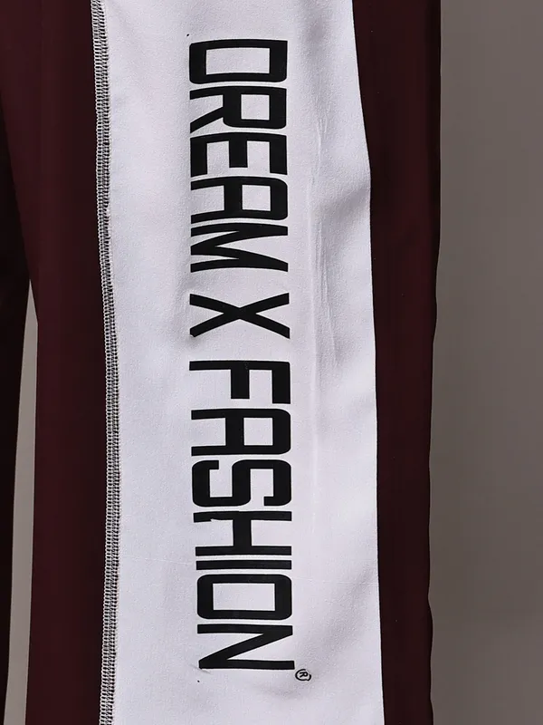 Wine_NS_Lycra_Line_Track_Pant_For_Women