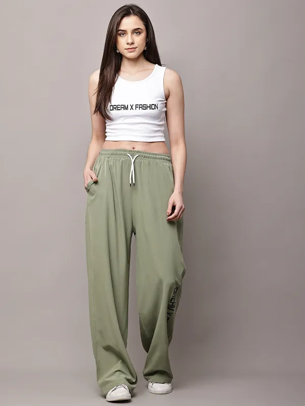 Olive_NS_Lycra_Line_Track_Pant_For_Women