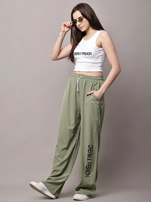 Olive_NS_Lycra_Line_Track_Pant_For_Women
