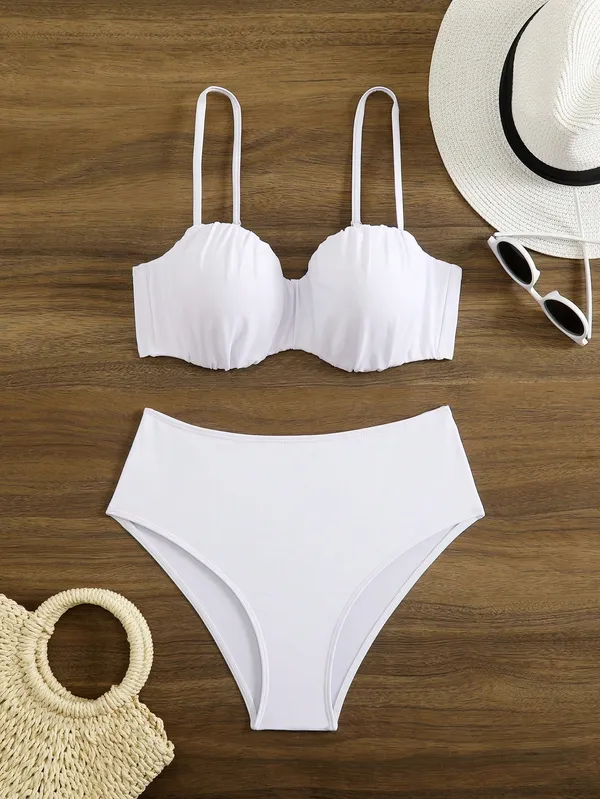 White_Nylon_Premium_&_Elegant_Bikini_Set_For_Women