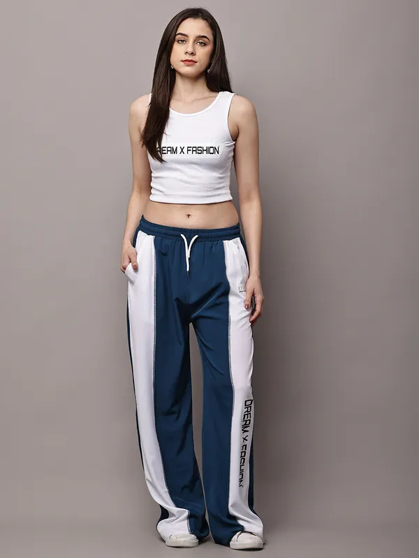 Teal_NS_Lycra_Line_Track_Pant_For_Women