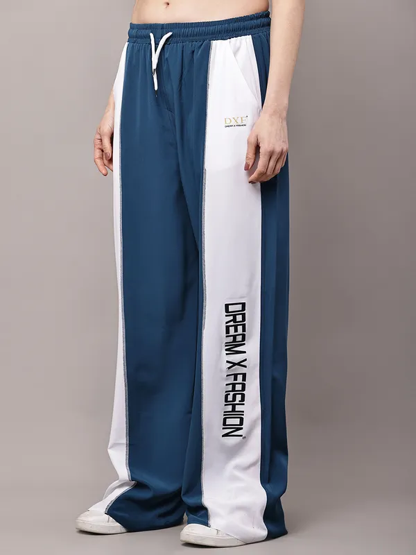 Teal_NS_Lycra_Line_Track_Pant_For_Women